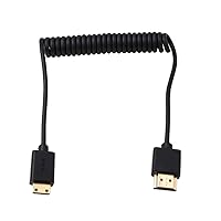Eonvic 4K 2K Standard HDMI to Mini HDMI Cable 18Gbps High Speed 1080p HD Cable for HDSLR Cameras,TV, PC, Laptop, MacBook, Monitor (Spring Coiled Cable)