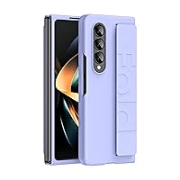 Silicone Grip Cover for Samsung Galaxy Z Fold 4 with Kickstand, Full Body Protective Phone Case W Finger Strap Handheld Design PC Shockproof Stand Case for Samsung Galaxy Z Fold 4 (Purple)