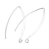 10pcs Adabele Authentic Sterling Silver V Shape 40mm Drop Flat Marquise Earring Hooks Earwire (Wire 0.7mm/21 Gauge/0.028 Inch) for Jewelry Making SS16-1