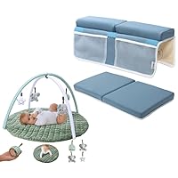 Comfortable Bath Kneeler and Elbow Rest Pad (Blue) + Baby Play Gym Mat Bundle