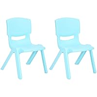 2 Pack Stackable Plastic Kids Learning Chairs, 20.8x12.5 Inches, The Perfect Chair Sets for Playrooms, Schools, Daycares and Home, Colorful Design, 10.5 Inches Seat Height, Baby Blue