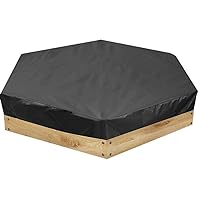 Sand Pit Cover, Waterproof Sandbox Cover Dust-Proof Hexagonal Sandpit Cover for Outdoor(Black, 140 * 110 * 20cm),Waterproof Sandbox Cover
