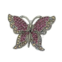 AJ Fashion Jewellery Rosetta Silver Plated Pink Crystal Brooch