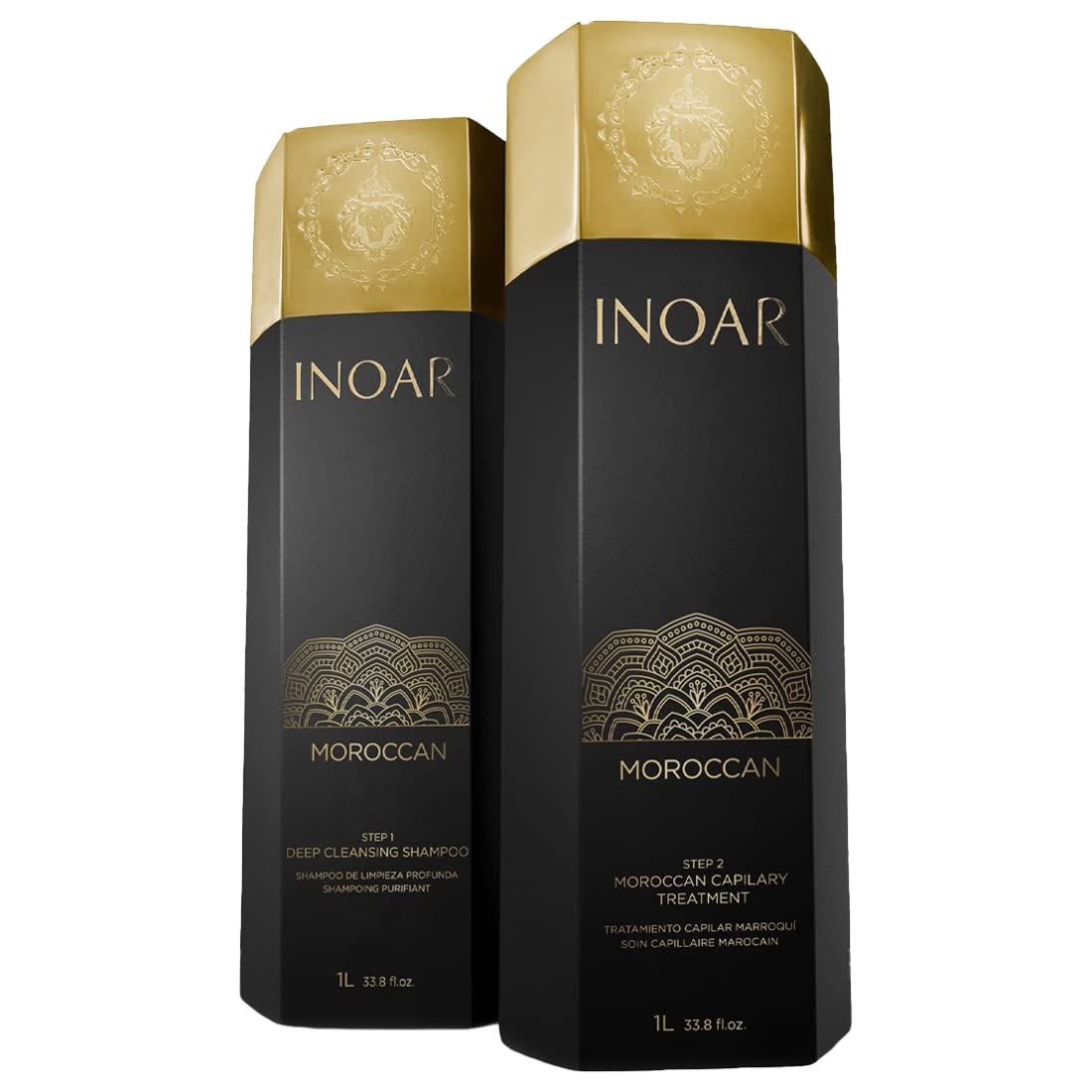 INOAR – Moroccan Smoothing Treatment Set with Keratin - Deep Cleansing Shampoo & Keratin Treatment, Curly Hair Care, Vegan Hair Product, Cruelty Free Haircare for Men and Women (33.8 oz. Each)