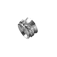 925 Sterling Silver Handmade Spinner Ring Fidget Mediation Chain and Rope Design Simple Ring For Men And Women Pure Silver Spinning Ring
