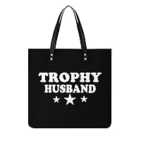 Trophy Husband PU Leather Tote Bag Top Handle Satchel Handbags Shoulder Bags for Women Men