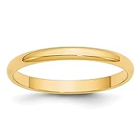 Jewels By Lux Solid 10k Yellow Gold 2.5mm Lightweight Half Round Wedding Ring Band Available in Sizes 5 to 7 (Band Width: 2.5 mm)