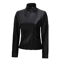 Blingsoul Womens Leather Jacket Motorcycle - Asymmetrical Leather Jackets for Women