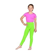 Girls High Waist Leggings Kids Microfibre Plain Stretchy Skinny Gym Dance Pants