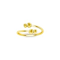 1.00 Ctw Round Cut Lab Created Yellow Sapphire 4 Stone Band Womens Engagement Wedding Ring 14K Yellow Gold Plated