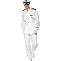 Smiffys Men's Captain Deluxe Costume, White
