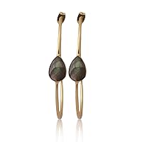 Labradorite Gold Plated Dangle Brass Jewelry | Pear Shape Statement Hoop Stud Gemstone Earring | Handmade Gift For Her Earring Jewelry | 253718
