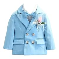 Boys' Formal Blazer Outfit Dress Solid Color Double Breasted Buttons Suit Jacket