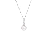jewellerybox Sterling Silver CZ & 6.5mm Pearl Necklace 14-22 Inches