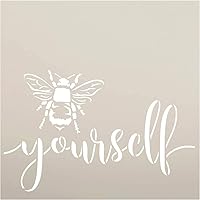 Bee Yourself Stencil by StudioR12 | DIY Farmhouse Bumblebee Home & Classroom Decor | Spring Script Inspirational Word Art | Paint Wood Signs | Reusable Mylar Template | Select Size (9 x 9 inch)