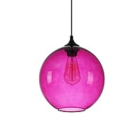 Modern Glass Ball Pendant Lamp Vintage Industrial Ceiling Lamp Hanging Lamp Chandelier for Clothing Island Restaurant Beautiful Decoration E27 Lovely (Color : Pink)
