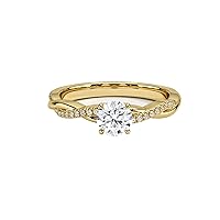 MRENITE 10K 14K 18K Gold 1 Carat Moissanite Twisted Infinity Engagement Ring for Women 4-Prong Promise Bridal Ring Jewelry Gift for Wife