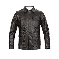 Men's Genuine Lambskin Leather Jacket Slim fit Biker Motorcycle Black jacket LLML105