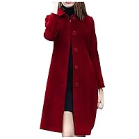 Winter Coats For Women Single Breasted Pea Coats Mid Long Wool Coat Slim Fit Trench Coats Jackets Thick Warm Outerwear