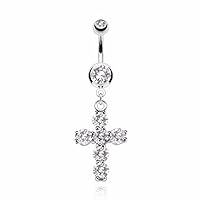 Tiara Crown with Multi CZ Paved WildKlass Navel Ring 316L Surgical Steel (Sold by Piece)