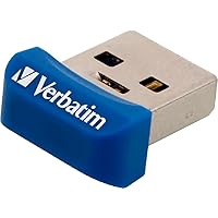 Verbatim 64GB Store 'n' Stay Nano USB 3.2 Gen 1 Flash Drive Snag-free Low Profile Thumb Drive with Microban Antimicrobial Product Protection - Blue 98711