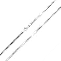 2mm thick solid sterling silver 925 stamped Italian round link SNAKE CHAIN necklace bracelet anklet with lobster claw clasp fits Pandora charms - 6 8 10 12 14 16 18 20 22 24 26 28 30 32 34 36 38 40