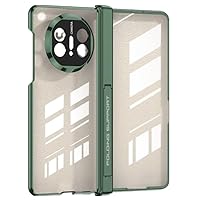 Compatible with Huawei Mate X5 Case Clear Hinge Protection, Plating Transparent All-Inclusive Case Bulit-in Screen Protector, Clear Case Kickstand for Huawei Mate X5 5G 2023 Green