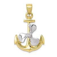 10k Yellow & White Gold 3-D Anchor w/Moveable Propeller Pendant