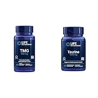 Life Extension TMG 500 mg and Taurine 1000 mg Supplement Bundle - 60 Liquid Vegetarian Capsules and 90 Vegetarian Capsules