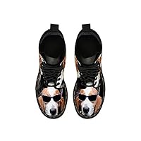 Artist Unknown Basset-Hound with Glasses Double Side Print Boots for Men