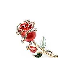 Female Brooch Made With Sparkling Alloy Inlaid Rhinestone Rose-Shape Brooch Elegant Clothing Accessories Nice and Professional, M, Plastic, no gemstone