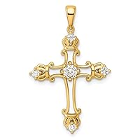 925 Sterling Silver Gold Plated CZ Cubic Zirconia Simulated Diamond Religious Faith Cross Pendant Necklace Measures 36x22.7mm Wide 3.35mm Thick Jewelry for Women