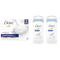 Dove Beauty Bar Cleanser 14 Bars & Antiperspirant Deodorant Stick for Women 2 Count