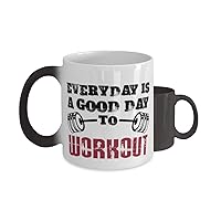 Daily Workout Coffee Mug, 11oz Color Changing Cup, Everyday is a Good Day Funny Present Idea For Family and Friends