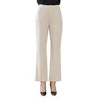 Women's Straight Leg Suit Pant,Ease into Comfort Pant with Elastic Band, Office Business Casual Work Pants with Pockets