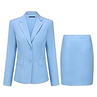 YUNCLOS Women's 2 Pieces Skirt Suit Set Long Sleeve Blazer Jacket and Pencil Skirt