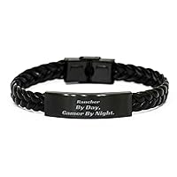 Rancher By Day, Gamer By Night. Rancher Braided Leather Bracelet. The Best Gifts for Rancher. Friends Gift