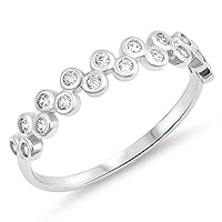 Round Bubble Clear CZ Cute Ring New .925 Sterling Silver Band Sizes 4-10