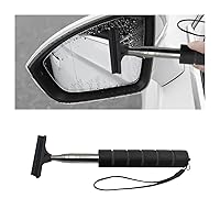 8sanlione Car Rearview Mirror Wiper, Retractable Auto Glass Squeegee, Water Cleaner with Telescopic Long Rod, Portable Cleaning Tool for All Vehicles, Universal Automotive Accessories (Black)