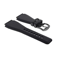 Ewatchparts BR02 BR-02 SILICONE RUBBER STRAP BAND BRACELET FOR BELL & ROSS B & R BLACK PVD
