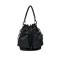 Oichy Drawstring Bucket Bag for Women Nylon Crossbody Bag Casual Shoulder Bag Multi Pockets Tote Handbags Hobo Purse