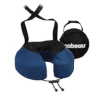 Cabeau Evolution S3 Travel Neck Pillow Memory Foam Neck Support, Adjustable Clasp, and Seat Strap Attachment - Comfort On-The-Go with Carrying Case for Airplane, Train, and Car (Indigo Blue)