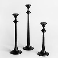 Black Iron Taper Candle Holder - Set of 3 Decorative Candle Stand - Candlestick Holder for Wedding, Dinning, Party