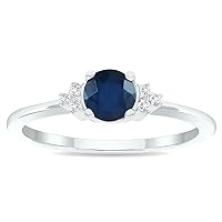 Women's Sapphire and Diamond Half Moon Ring in 10K White Gold