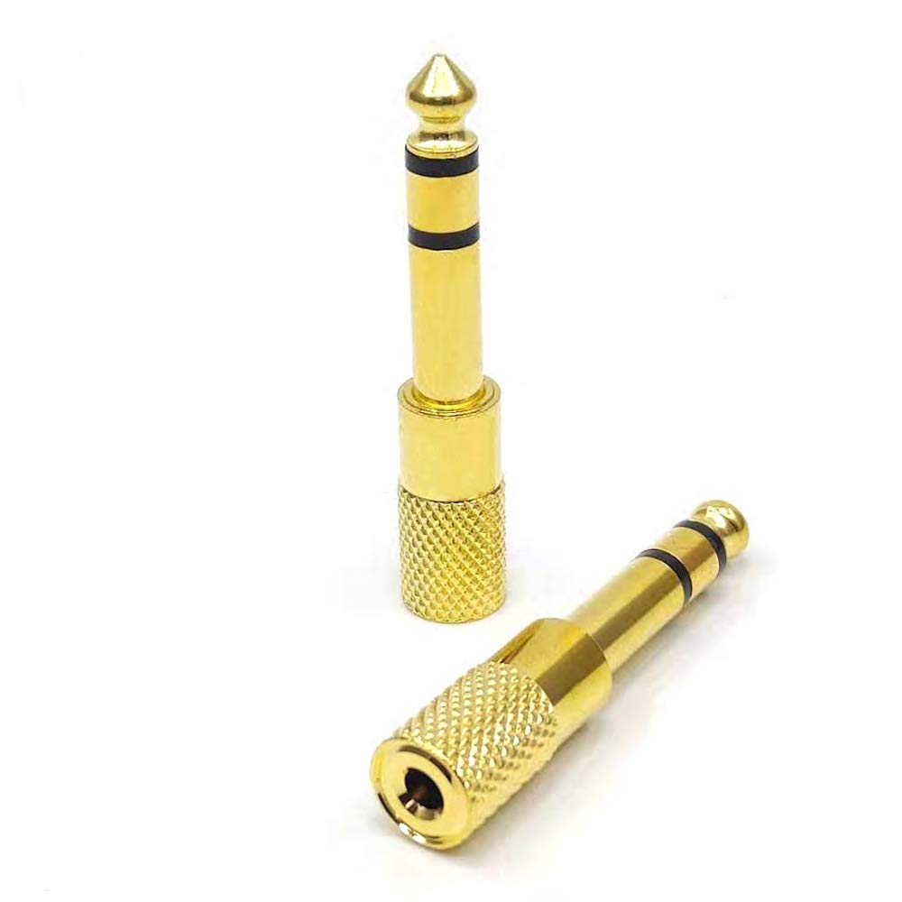 Gaozo 2pcs Stereo Jack Adapter Gold Plated 6.35mm (1/4 inch) Male to 3.5mm (1/8 inch) Female Male Jack Plug Stereo Adapter for Headphone