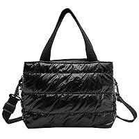 Puffer Tote Bag for Women Quilted Puffy Handbag Lightweight Winter Down Cotton Padded Shoulder Bag Down Padding