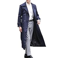Pantete Man's Double Breasted Trench Coat Oversized Casual windbreaker Lapel Long Jacket Overcoat