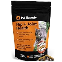 PetHonesty Cat Hip & Joint Health Chews - Glucosamine for Cats, Cat Joint Support Supplement, Cat Health Supplies & Hip Support, Cat Vitamins for Indoor Cats & Outdoor Cats - Chicken (30-Day Supply)