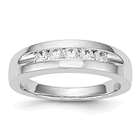 14k White Gold 5 stone 1/2 Carat Diamond Mens Channel Band Size 10.00 Jewelry for Men