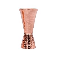 Sertodo Copper Double Sided Jigger, 1 oz and 2 oz Measured Shots, Hand Hammered 100% Pure Copper, Single
